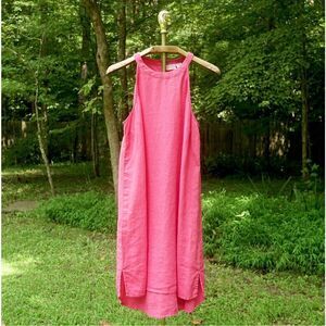 Sigrid Olsen Hot Pink Linen Sleeveless A-Line Dress